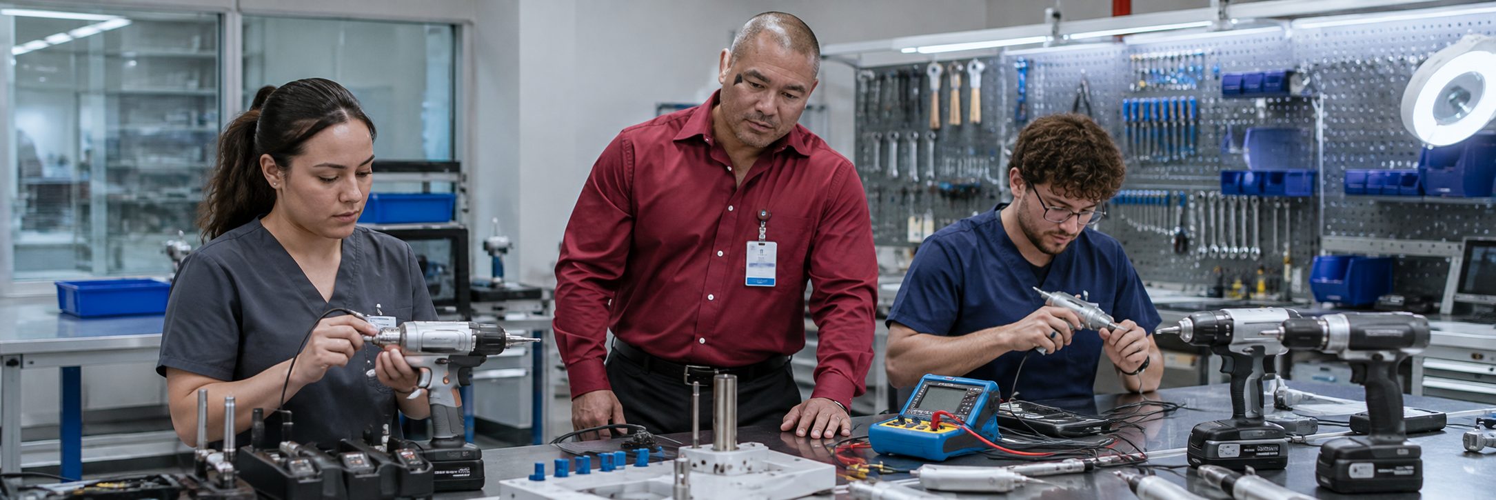Biomedical equipment repair shop bench calibration with an electrical safety analyzer