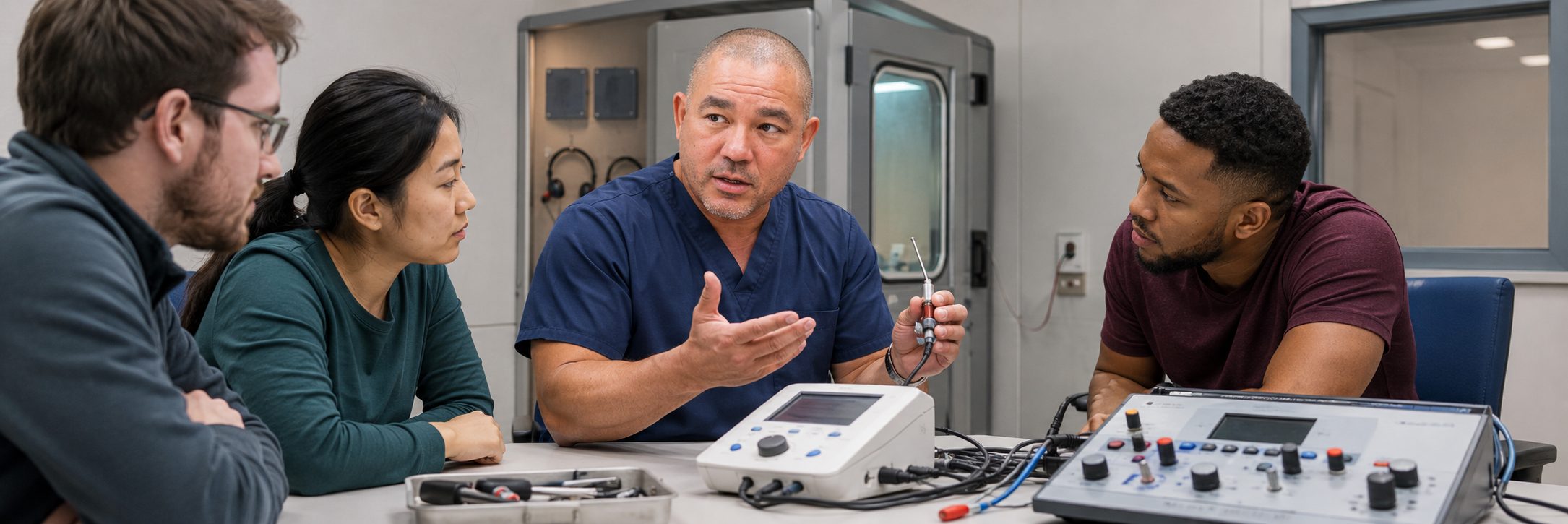 Biosafety cabinet certification and airflow testing | BiomedRx HTM services Laboratory biosafety cabinet certification and airflow testing by HTM specialists